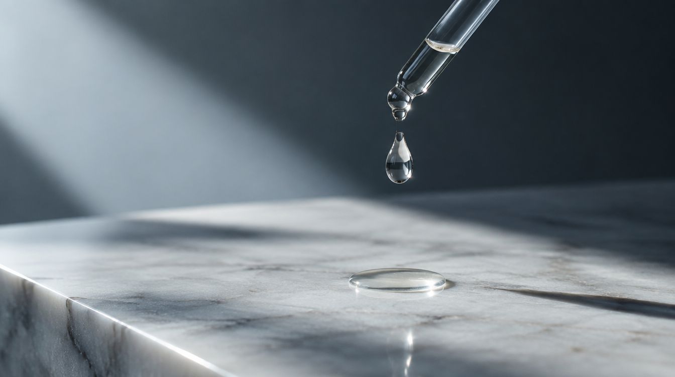 Gota de sérum cayendo de un gotero