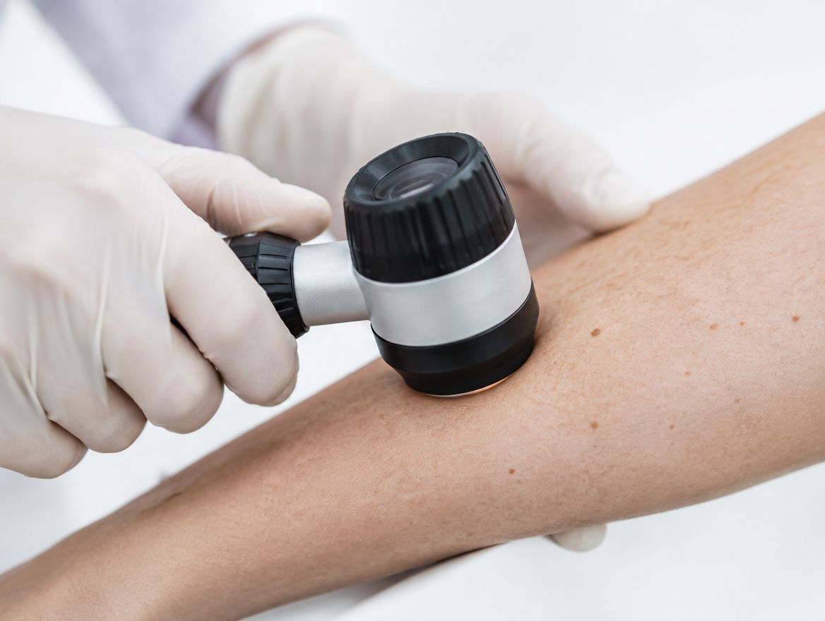 Revisión de la piel con dermatoscopio